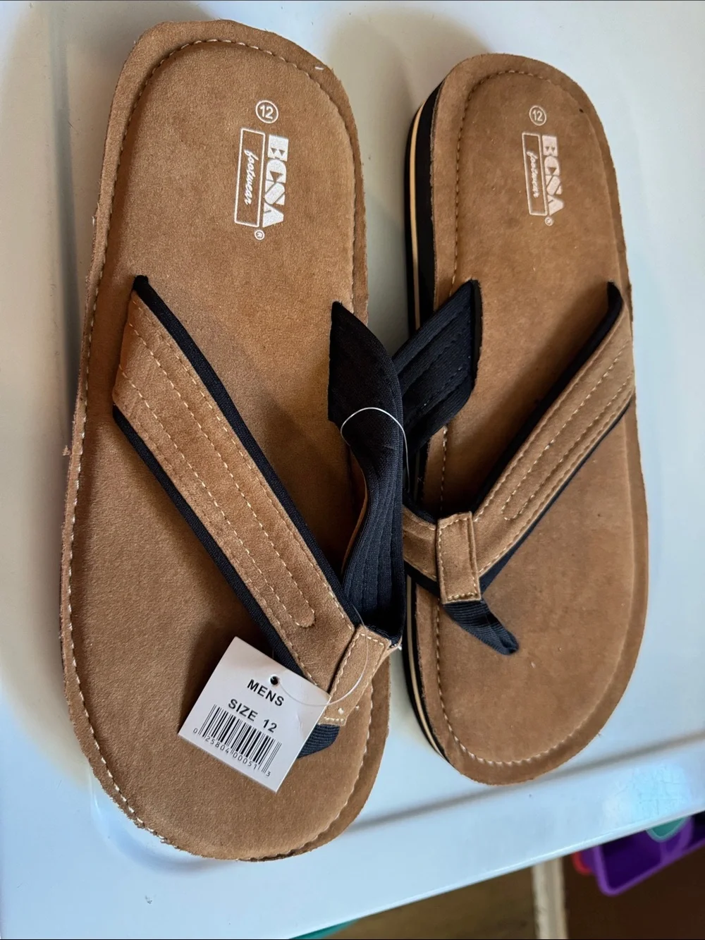 Men's Brown & Black Suede-Style Flip Flop Sandals - Casual Comfort